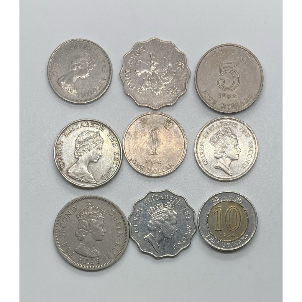Lot of 9 Hong Kong Coins – Various Years & Denominations
