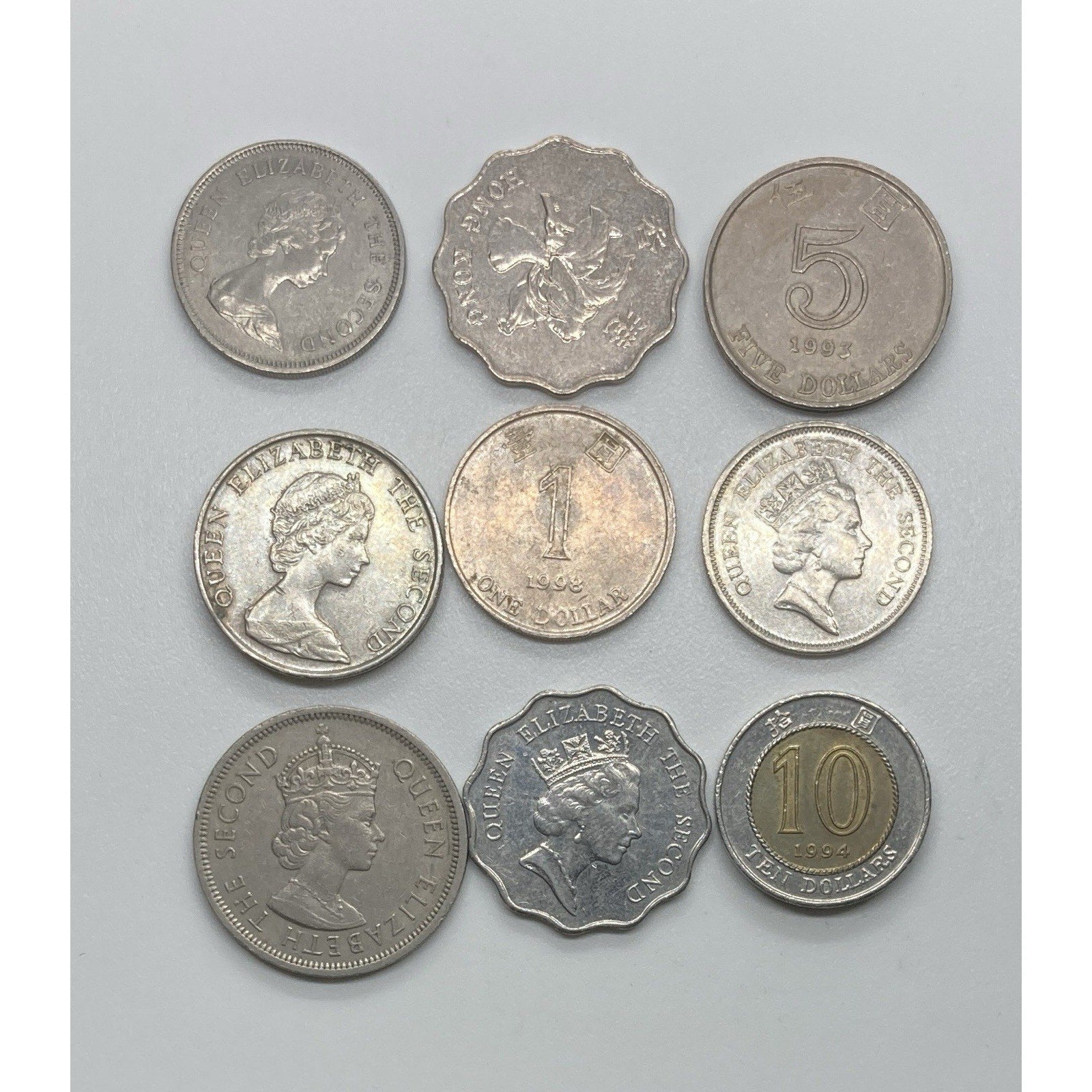 Lot of 9 Hong Kong Coins – Various Years & Denominations