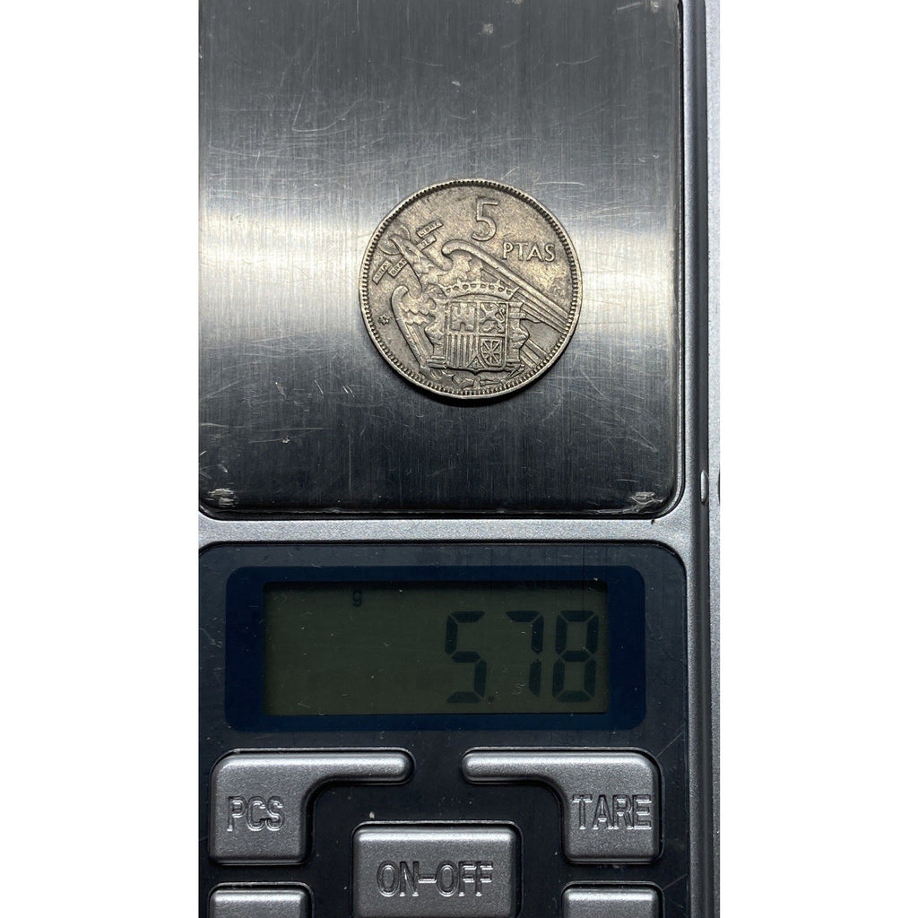 1957 Spain 5 Pesetas Coin - KM# 786