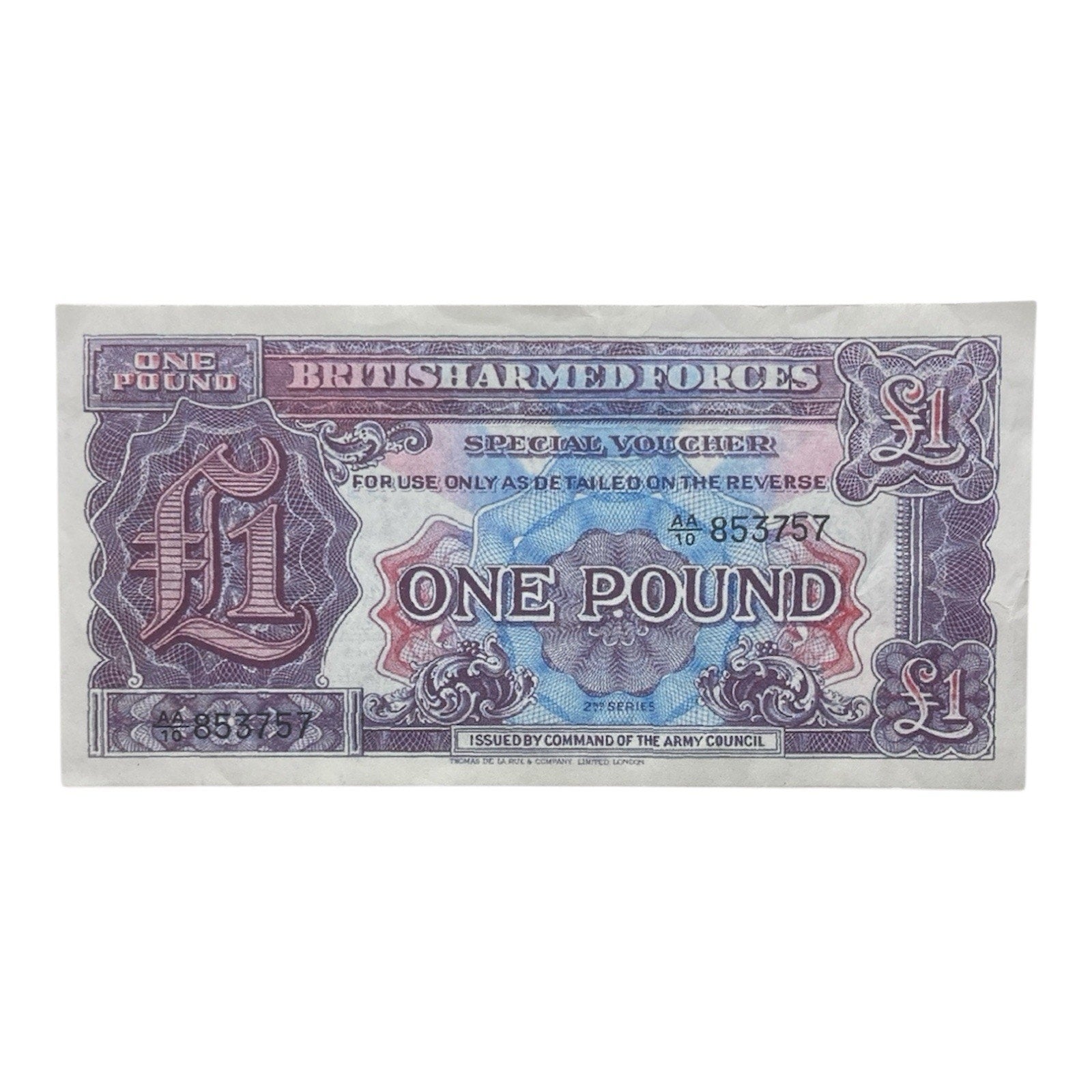 1948 British Armed Forces Special Voucher 1 Pound - P# M22