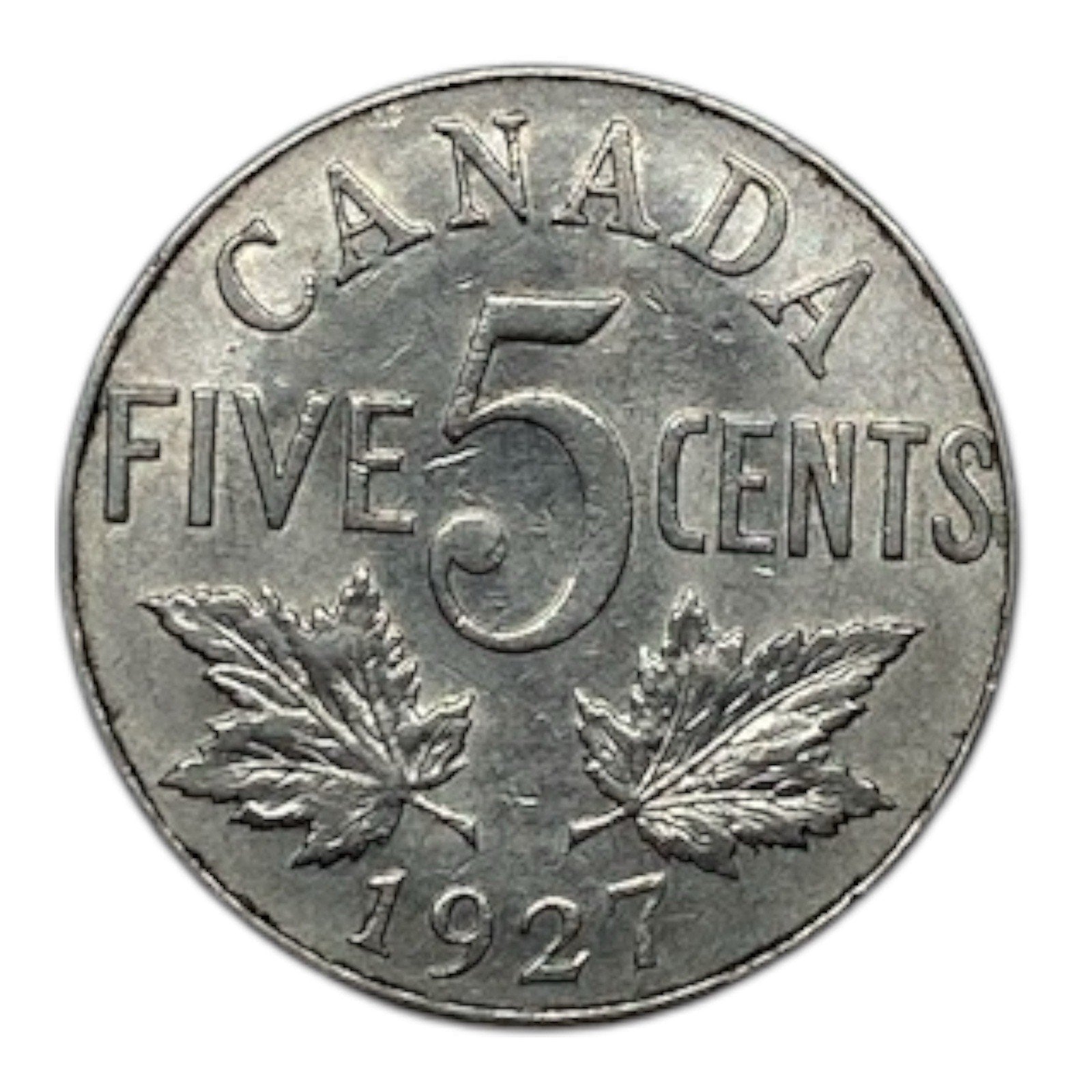1927 Canada 5 Cents Coin - KM# 29