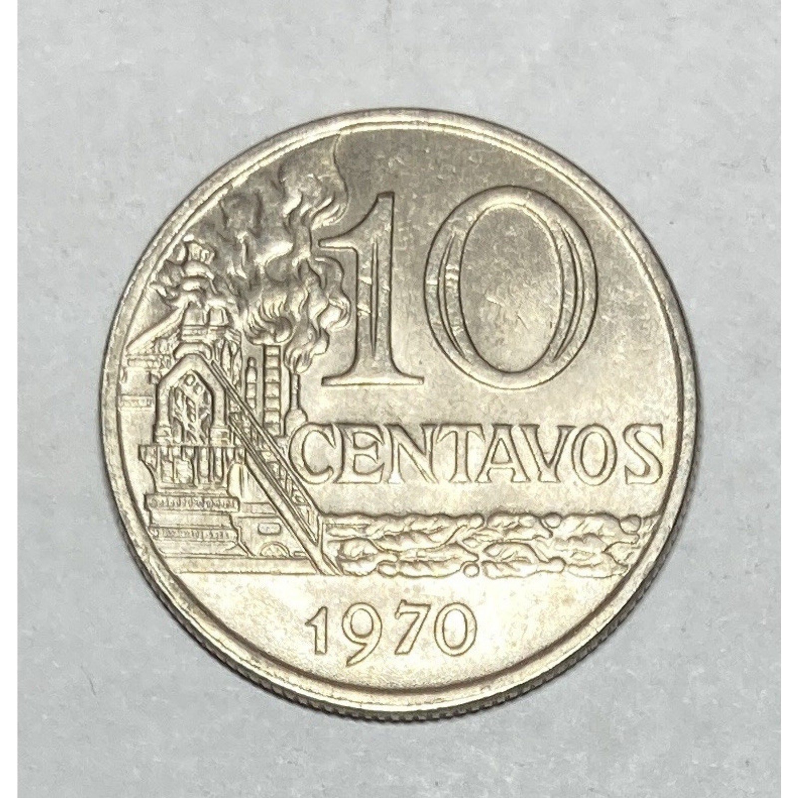 1970 Brazil 10 Centavos Coin - KM# 578