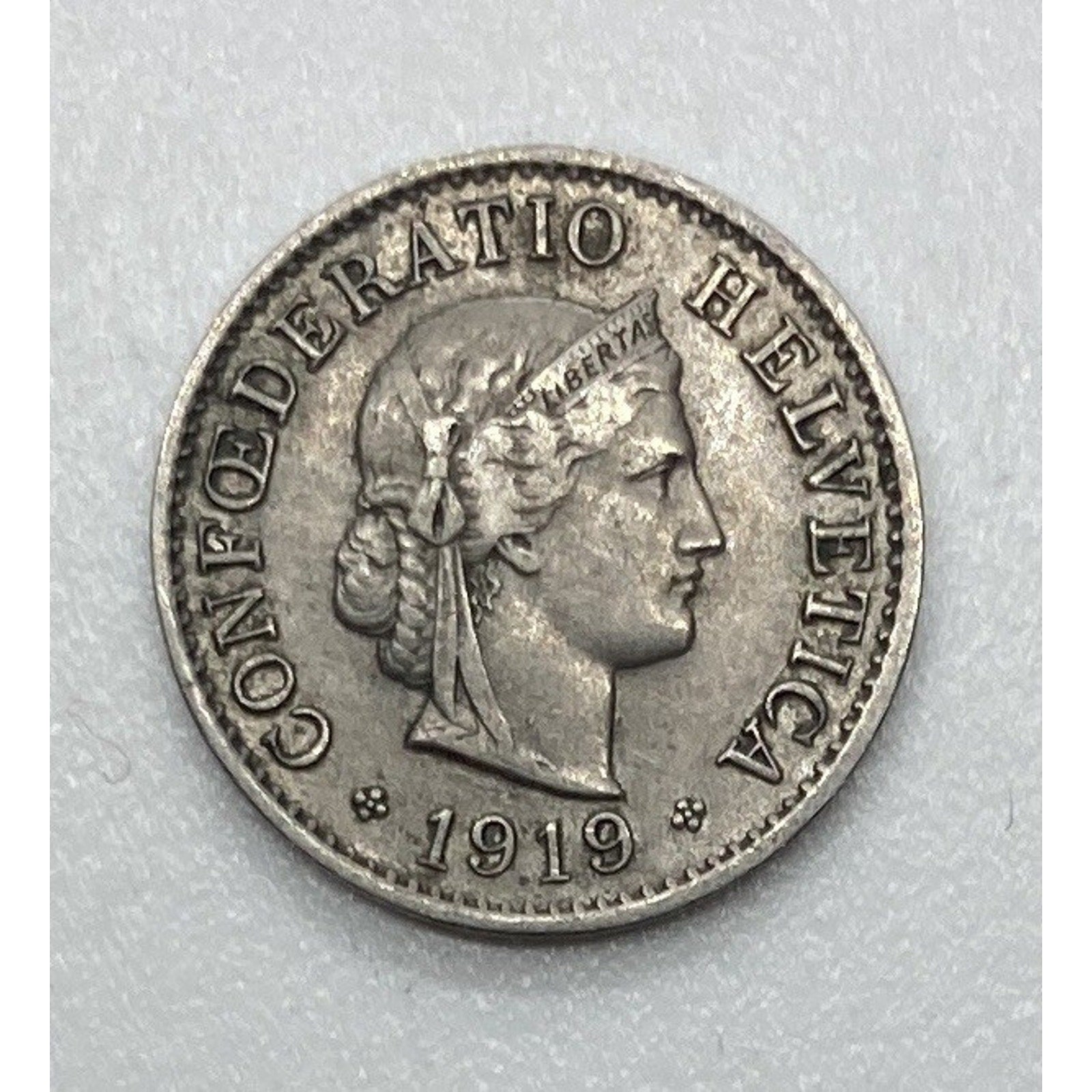 1919 Switzerland 5 Rappen Coin - KM# 26