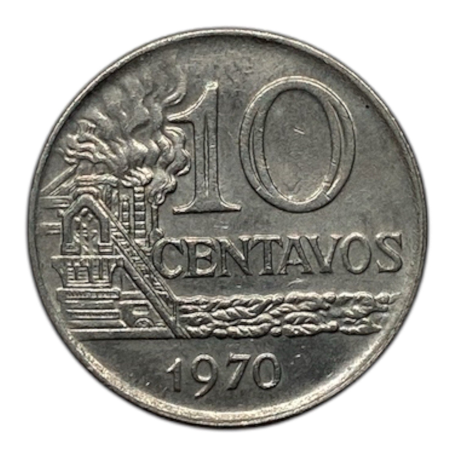 1970 Brazil 10 Centavos Coin - KM# 578