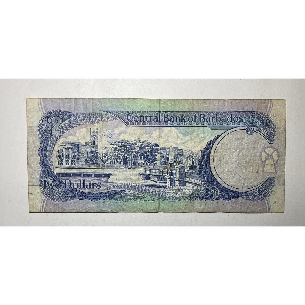 Barbadian Currency: 1995 Barbados 2 Dollars Paper Money Banknote – P#46