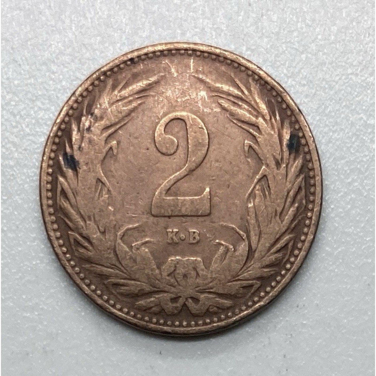 1908 Hungary 2 Fillér Coin - KM# 481