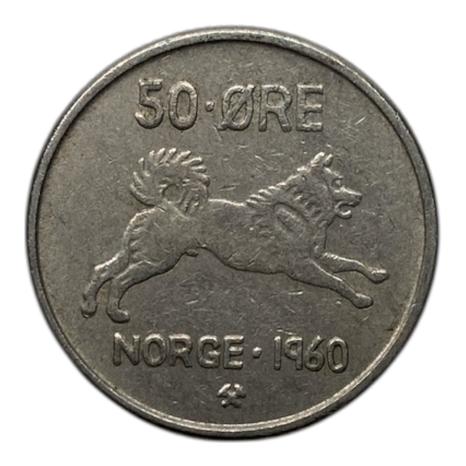 1960 Norway 50 Øre Coin - KM# 408