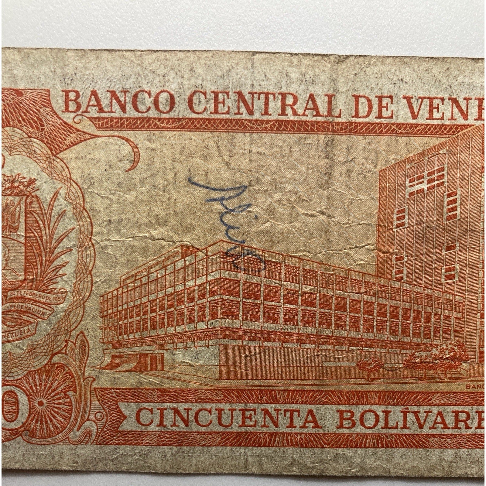 Venezuelan Currency: 1985-1998 Venezuela 50 Bolívares Paper Money Banknote-P# 65