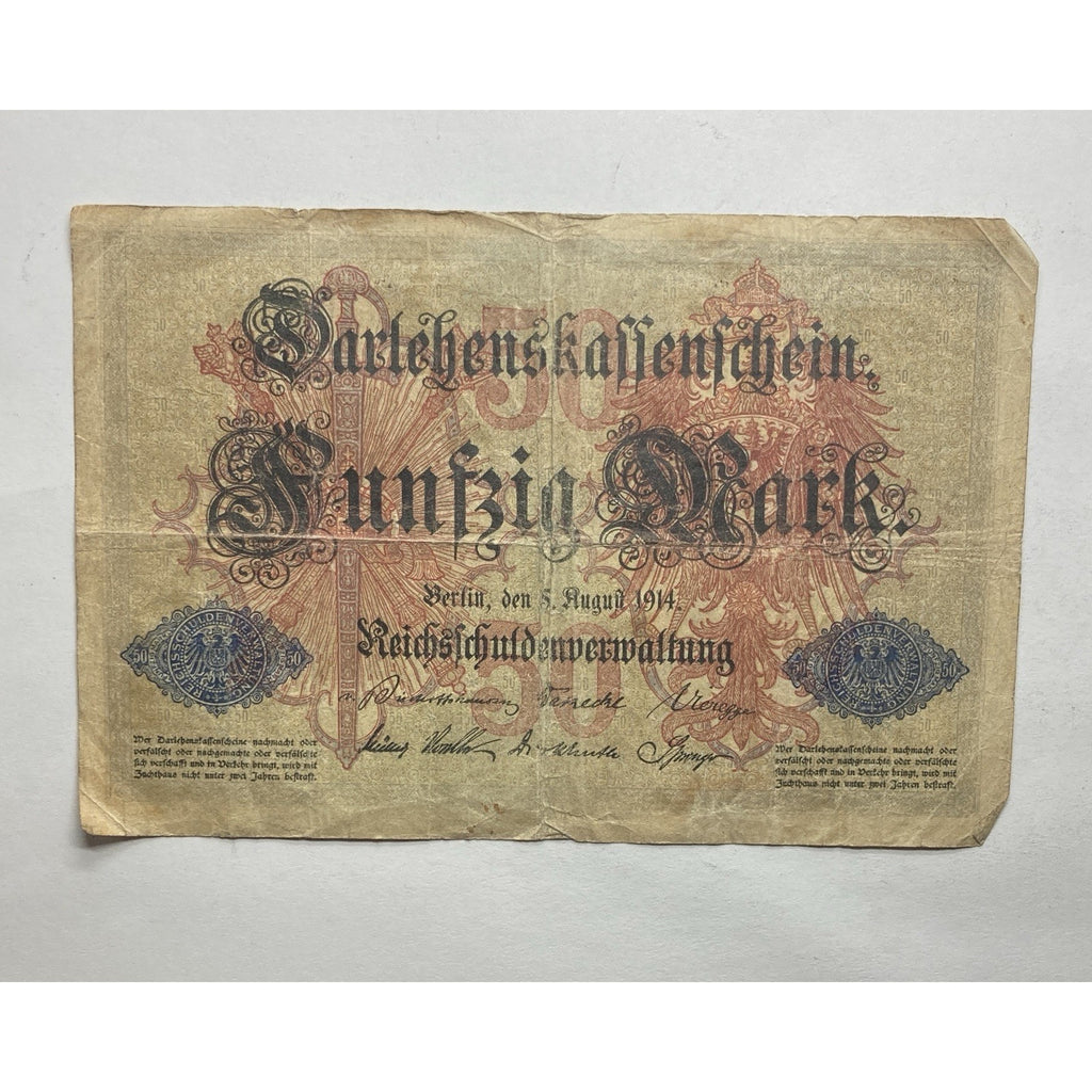 German Currency: 1914 Germany 50 Mark Loan Note - P# 49