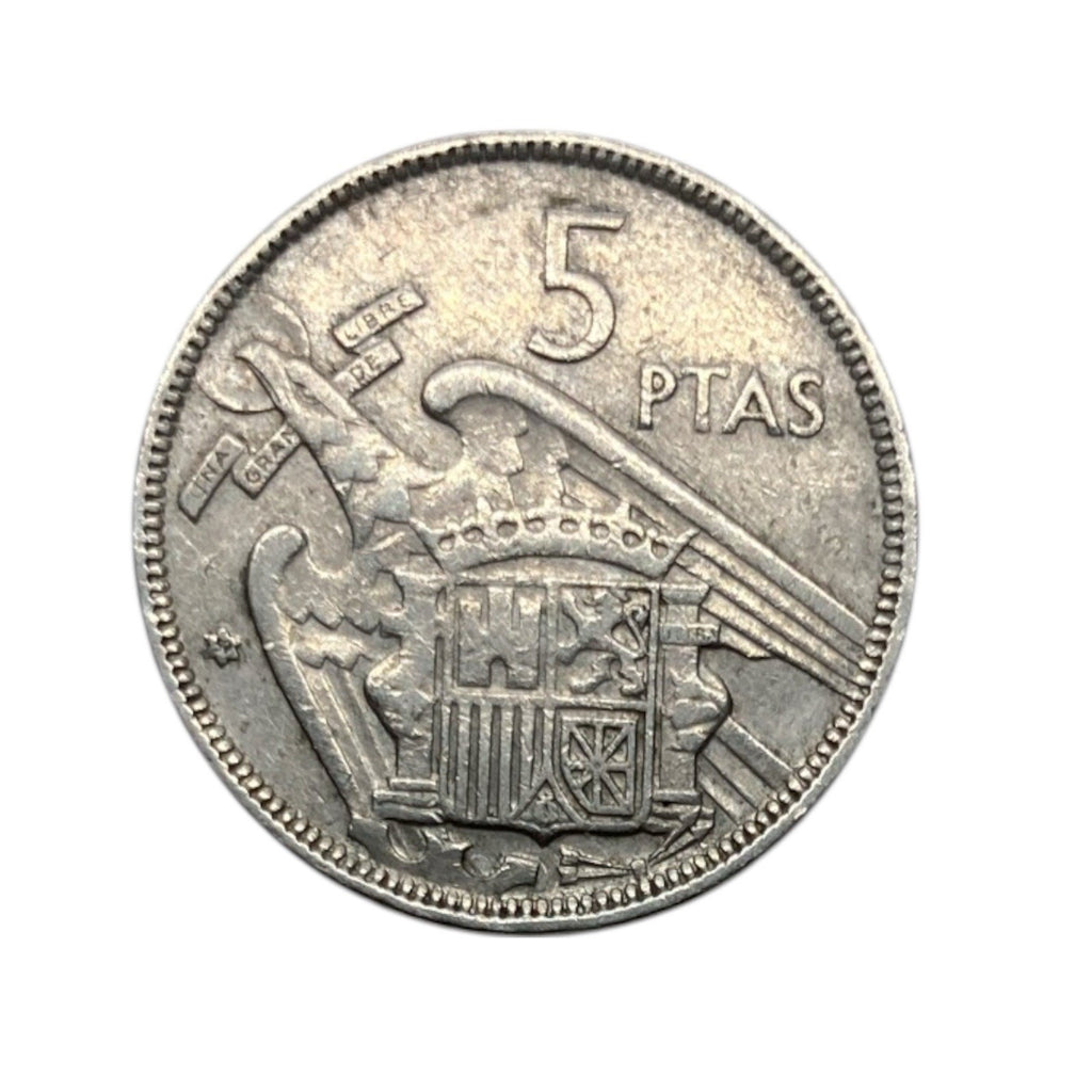 1957 Spain 5 Pesetas Coin - KM# 786