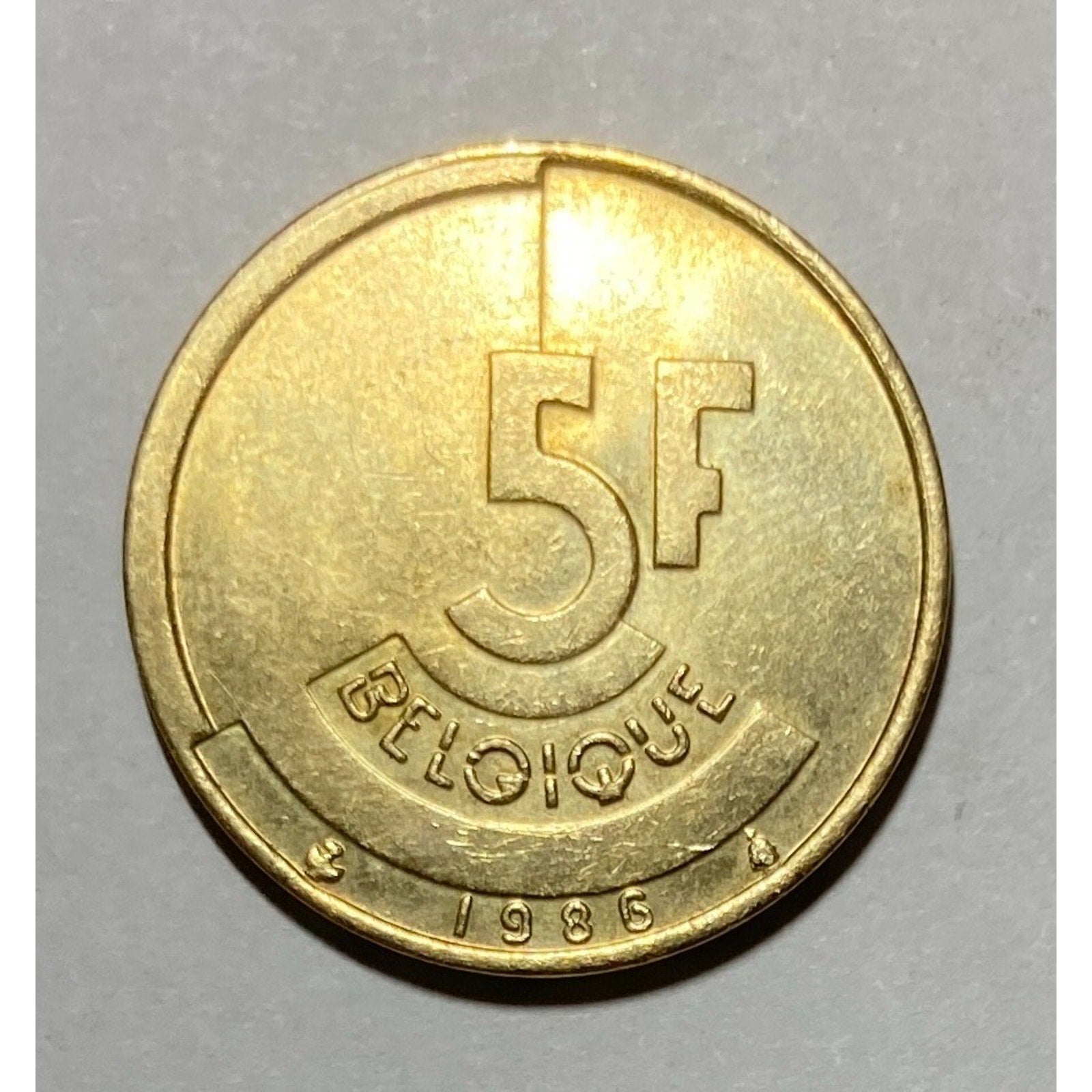 1986 Belgium 5 Francs Coin - KM# 163