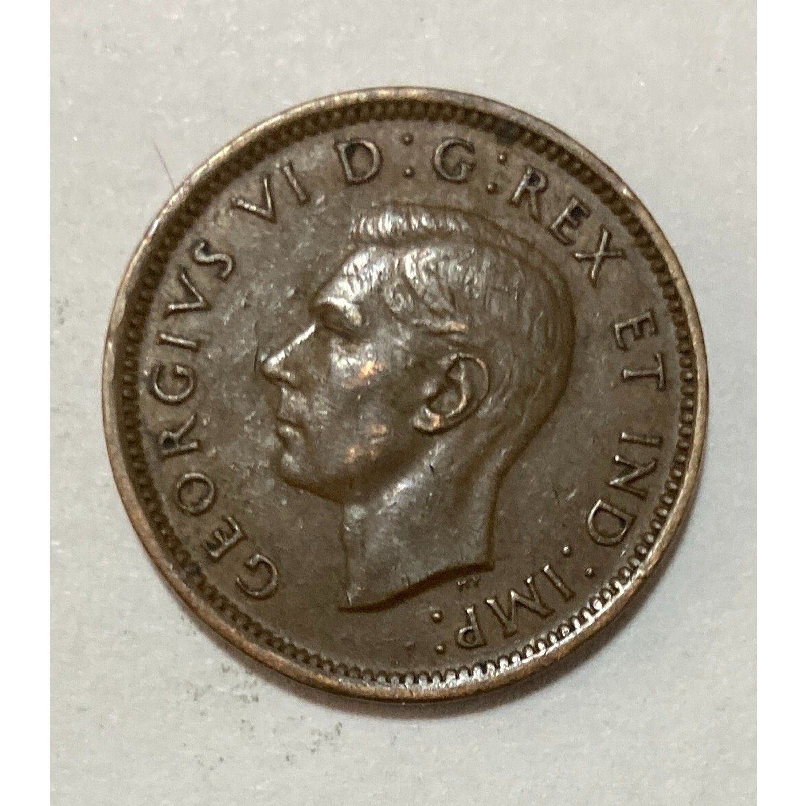 1938 Canada 1 Cent Coin, King George VI - KM# 32, Old Vintage Coin