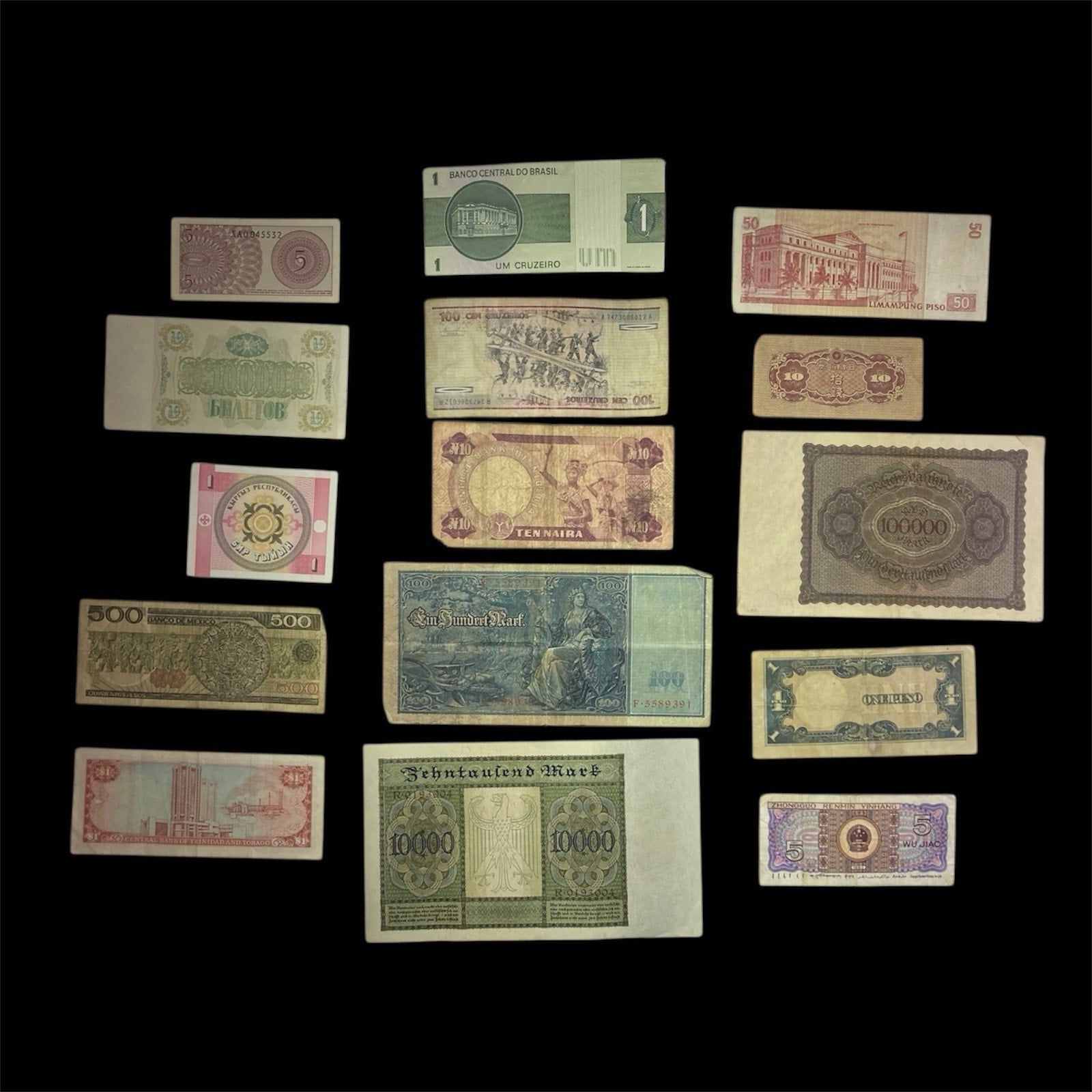 Lot of 15 World Paper Money Banknotes