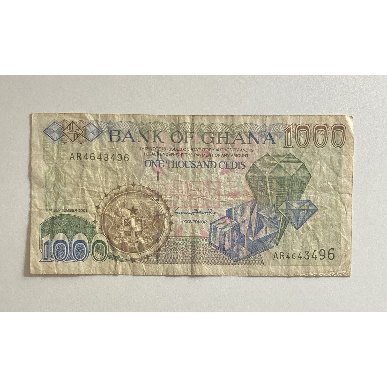 2001 Ghana 1000 Cedis Paper Money Banknote – P# 32