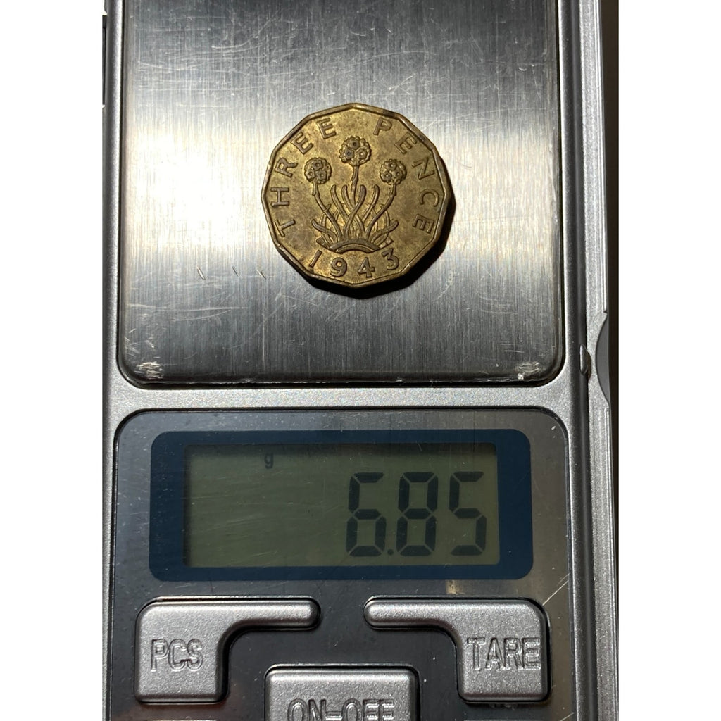 1943 United Kingdom Three Pence Coin - KM# 849