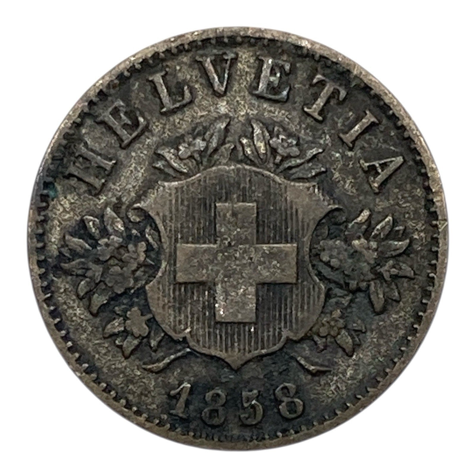 1858 Switzerland 20 Rappen Coin - KM# 7