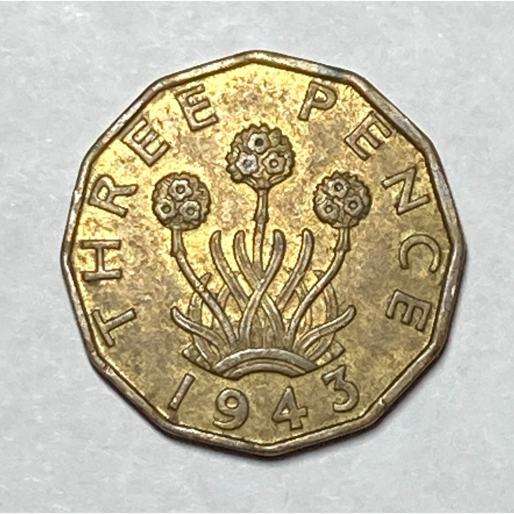 1943 United Kingdom Three Pence Coin - KM# 849