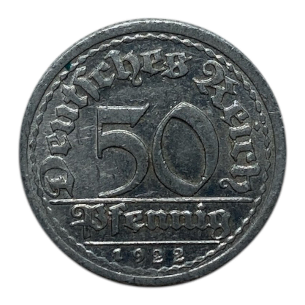 1922 Germany Weimar Republic 50 Pfennig Coin - KM# 27
