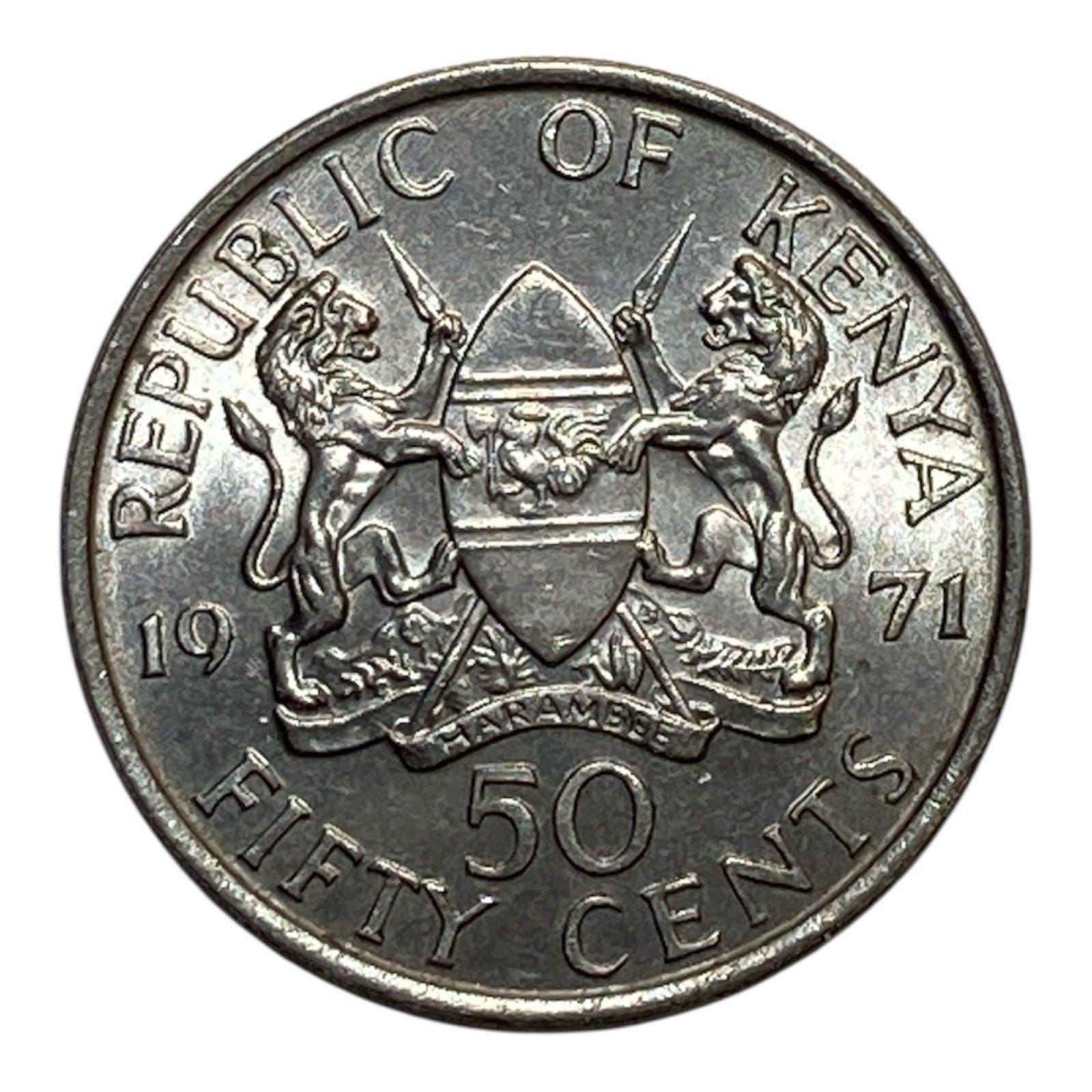 1971 Kenya 50 Cents Coin - KM# 13