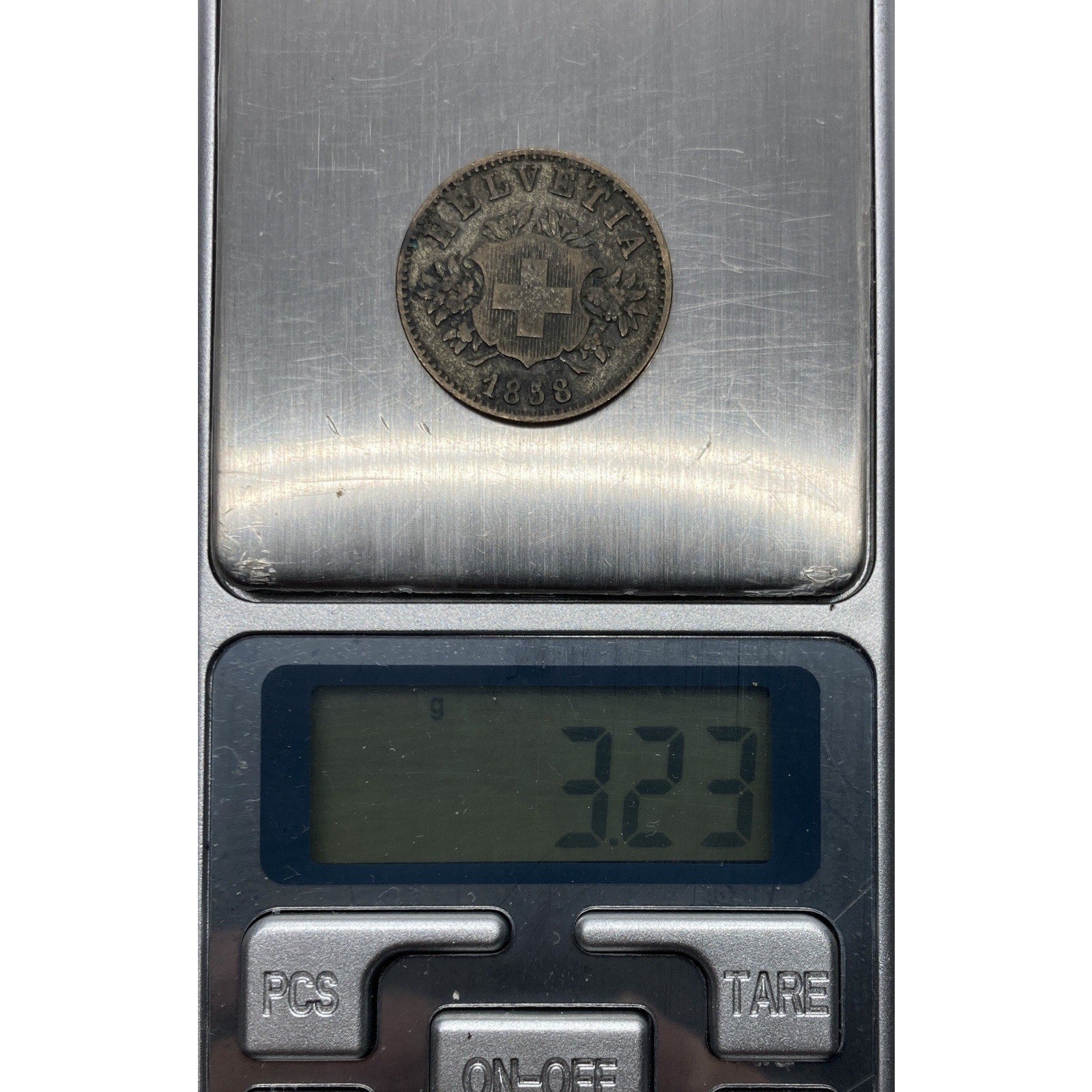 1858 Switzerland 20 Rappen Coin - KM# 7