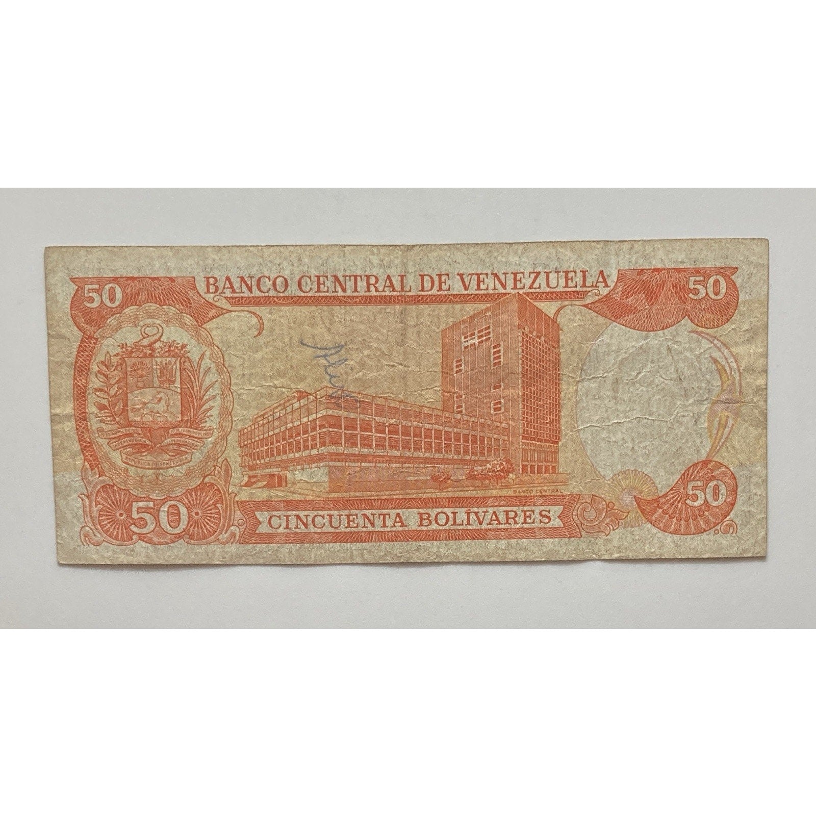 Venezuelan Currency: 1985-1998 Venezuela 50 Bolívares Paper Money Banknote-P# 65