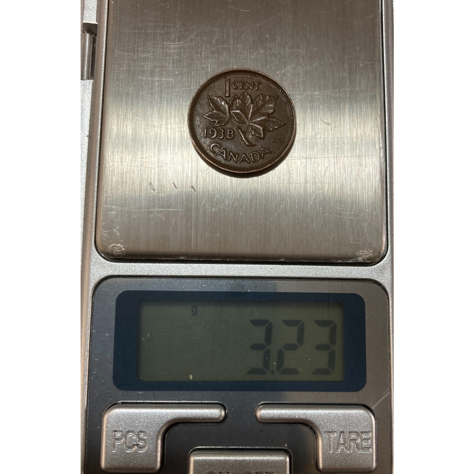 1938 Canada 1 Cent Coin, King George VI - KM# 32, Old Vintage Coin