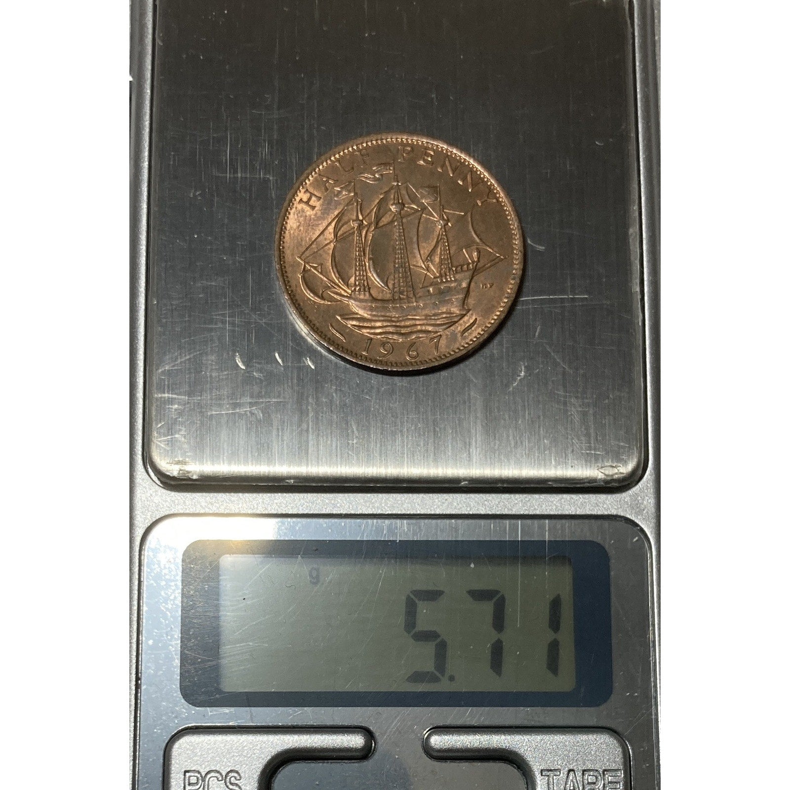 1967 United Kingdom Half Penny Coin - KM# 896