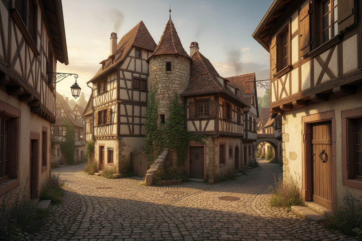 scenery of european meveval housing please